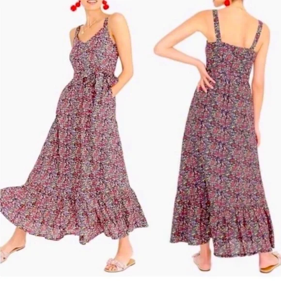 white christmas dresses J.crew Tiered maxi dress in stripe
